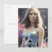 Vrouw in een Floral Dress Briefkaart (Voorkant / Achterkant)