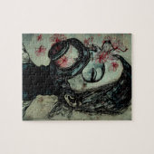 Vrouw in een gasmasker met bloemen legpuzzel (Horizontaal)