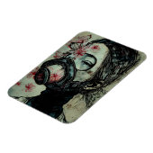 Vrouw in een gasmasker met bloemen magneet (Linkerzijde)