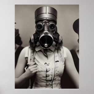 Vrouw in een gasmasker poster