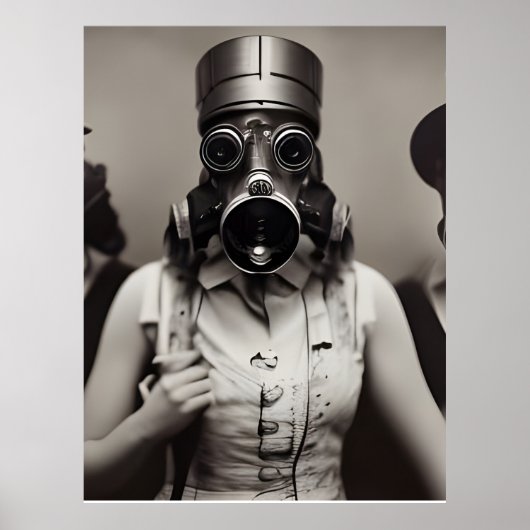 Vrouw in een gasmasker poster (Voorkant)