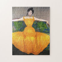 Vrouw in een Gele Dress (door Max Kurzweil)