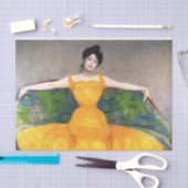 Vrouw in een Gele Dress (door Max Kurzweil) Tissuepapier (Craft)