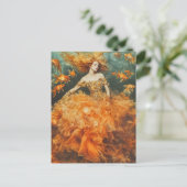 Vrouw in een GoldFish Dress Mode Fantasy Briefkaart (Staand voorkant)