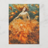 Vrouw in een GoldFish Dress Mode Fantasy Briefkaart (Voorkant)
