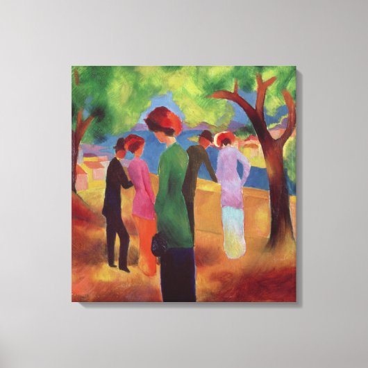 Vrouw in een groene jas, 1913 canvas afdruk (Voorkant)