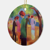 Vrouw in een groene jas, 1913 keramisch ornament (Links)