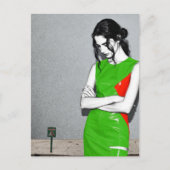 Vrouw in een groene jurk briefkaart (Voorkant)