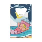 Vrouw in een Hammock bij Beach Creditkaart Flessenopener (Voorkant)