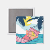 Vrouw in een Hammock bij Beach Magneet (Voorkant / Achterkant)
