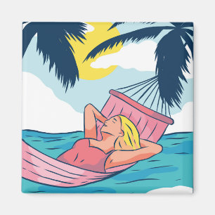 Vrouw in een Hammock bij Beach Magneet