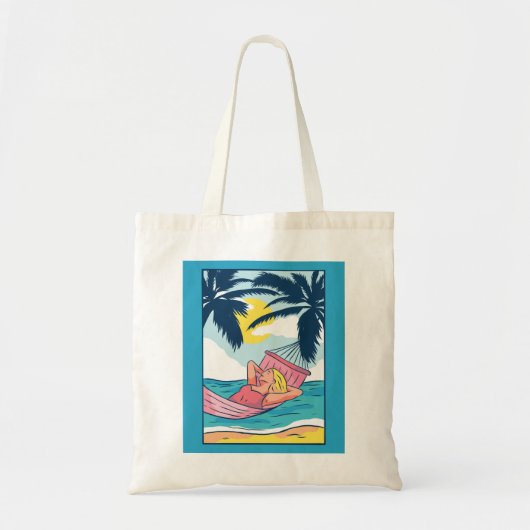 Vrouw in een Hammock bij Beach Tote Bag (Voorkant)