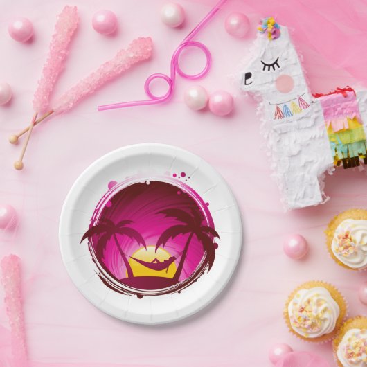 Vrouw in een Hammock Papieren Bordje (Feest)