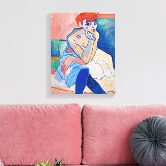 Vrouw in een hemd | Andre Derain | Canvas Afdruk (Insitu (Woonkamer))