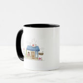 Vrouw in een koffiewinkel mok (Voorkant links)