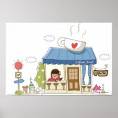 Vrouw in een koffiewinkel poster (Voorkant)
