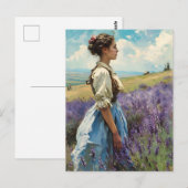 Vrouw in een lavendelveld  briefkaart (Voorkant / Achterkant)