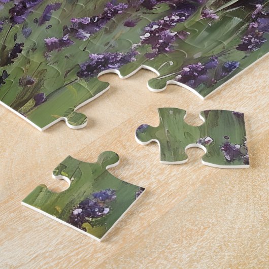 Vrouw in een lavendelveld  legpuzzel (Zijkant)