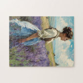 Vrouw in een lavendelveld legpuzzel (Horizontaal)