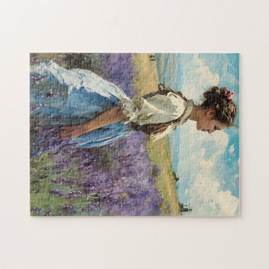 Vrouw in een lavendelveld legpuzzel (Horizontaal)