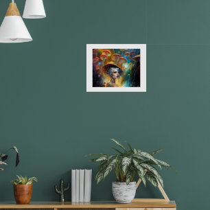 Vrouw in een magische fantasie paddenstoelbos poster