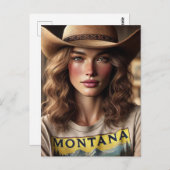 Vrouw in een Montana shirt Briefkaart (Voorkant / Achterkant)