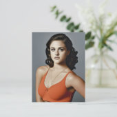 Vrouw in een Oranje sportmerk Briefkaart (Staand voorkant)