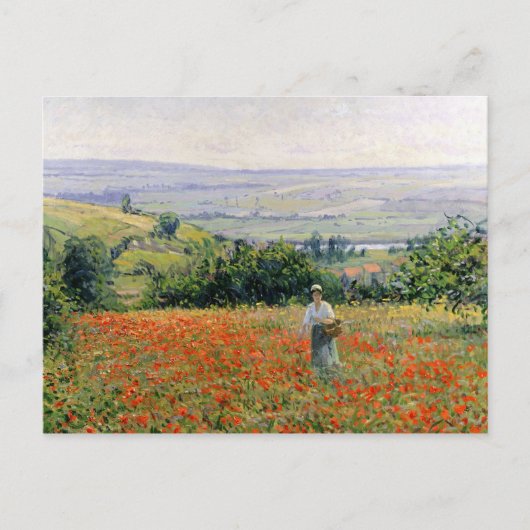 Vrouw in een papaverveld briefkaart (Voorkant)