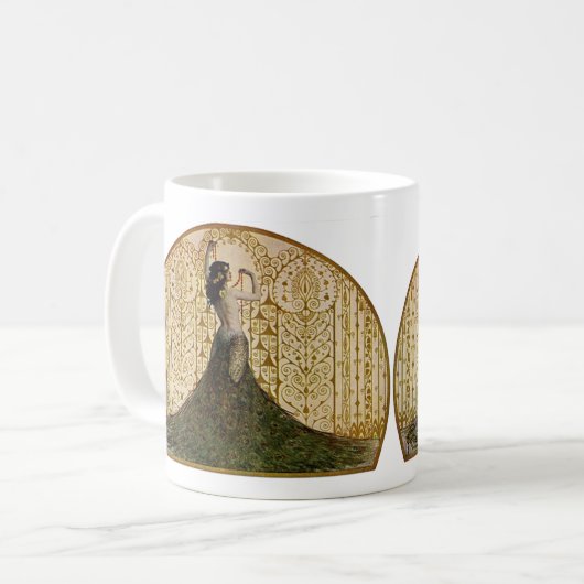 Vrouw in een Peacock Skirt Koffiemok (Voorkant links)