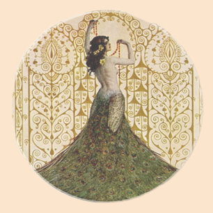 Vrouw in een Peacock Skirt Zandsteen Onderzetter