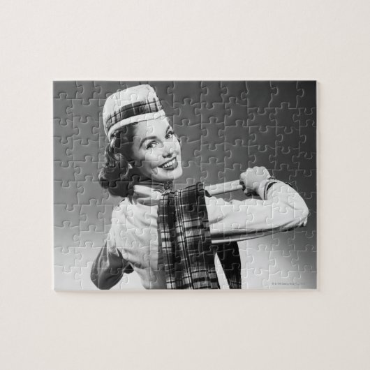 Vrouw in een Pet Legpuzzel (Horizontaal)