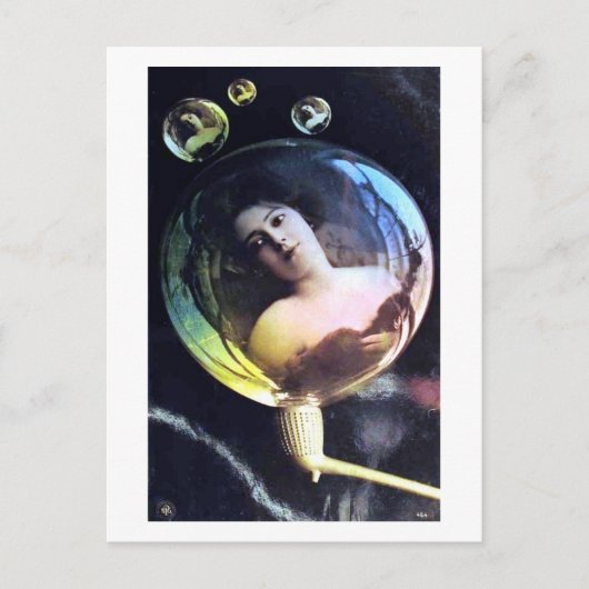 Vrouw in een Pijp Bubble Fantasy Briefkaart (Voorkant)