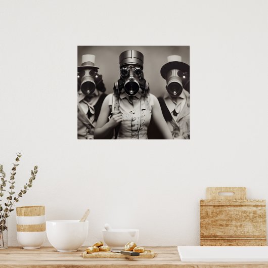 Vrouw in een Poster met een gasmasker (Keuken)