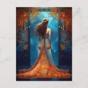Vrouw in een prachtig dress-Briefkaart met fantasy Briefkaart
