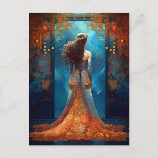 Vrouw in een prachtig dress-Briefkaart met fantasy Briefkaart (Voorkant)