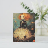 Vrouw in een Puffer Fish Dress Mode Briefkaart (Staand voorkant)