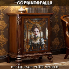 Vrouw in een renaissance jurk in een barokke kamer tissuepapier