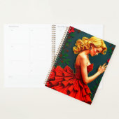 Vrouw in een rode jurk planner (Display)