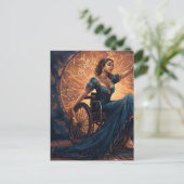 Vrouw in een rolstoel dansen vreugdevol briefkaart (Staand voorkant)