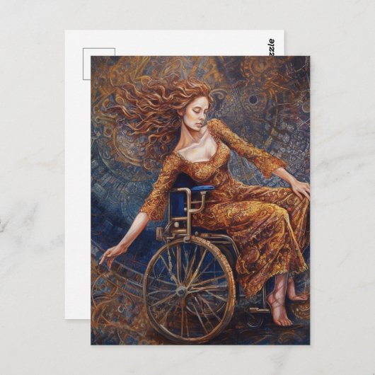 Vrouw in een rolstoel dansen vreugdevol briefkaart (Voorkant / Achterkant)