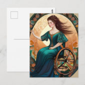 Vrouw in een rolstoel danst vrolijk briefkaart (Voorkant / Achterkant)