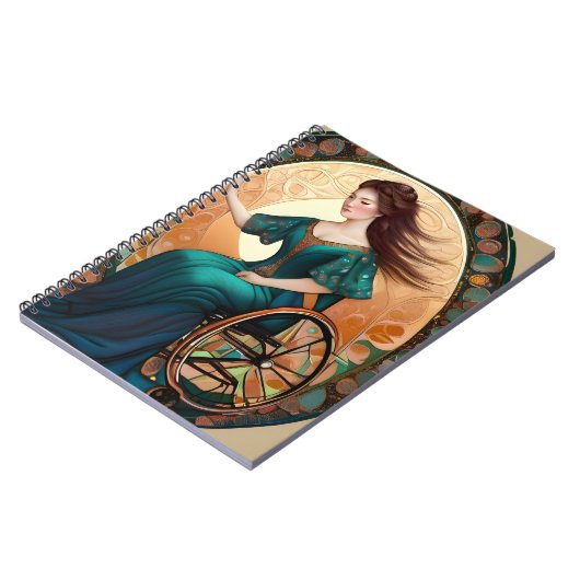 Vrouw in een rolstoel danst vrolijk notitieboek (Linkerzijde)