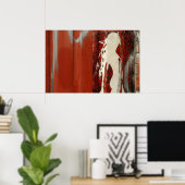 Vrouw in een rood adres poster (Thuiskantoor)