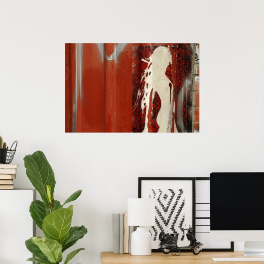 Vrouw in een rood adres poster (Thuiskantoor)