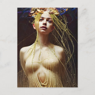 Vrouw in een speendresse briefkaart