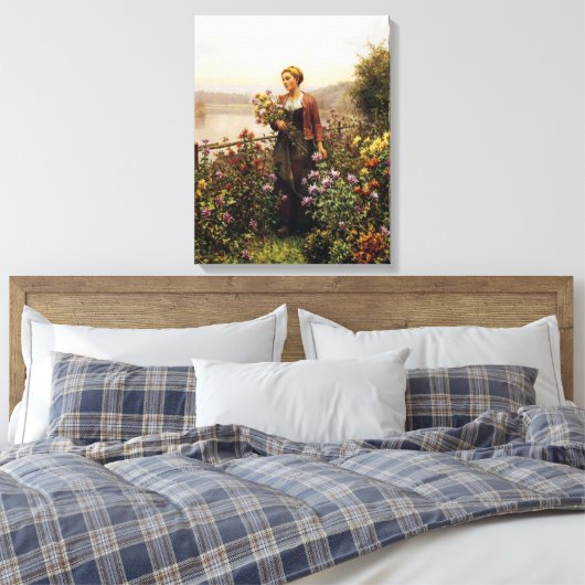 Vrouw in een Tuin door Daniel Ridgway Knight Canvas Afdruk (Insitu (Slaapkamer))