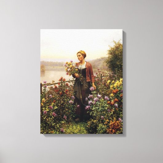 Vrouw in een Tuin door Daniel Ridgway Knight Canvas Afdruk (Voorkant)