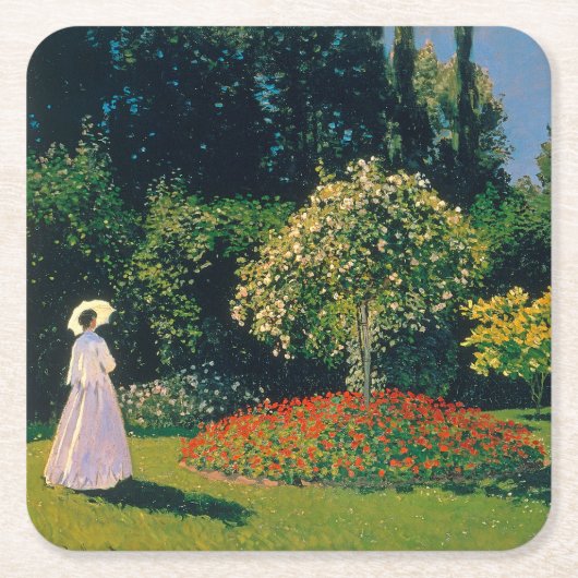 Vrouw in een tuin, Monet Kartonnen Onderzetters (Voorkant)