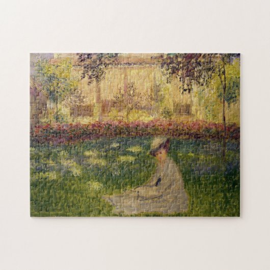 Vrouw in een tuinmonet Fine Art Legpuzzel (Horizontaal)