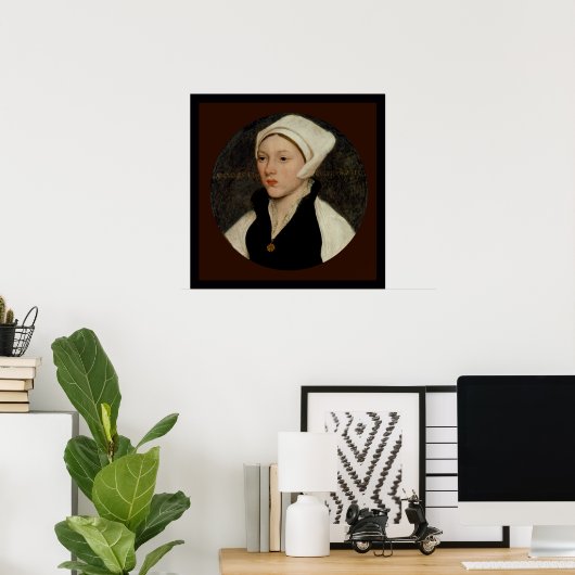 Vrouw in een witte coif door Holbein Canvas Print (Thuiskantoor)